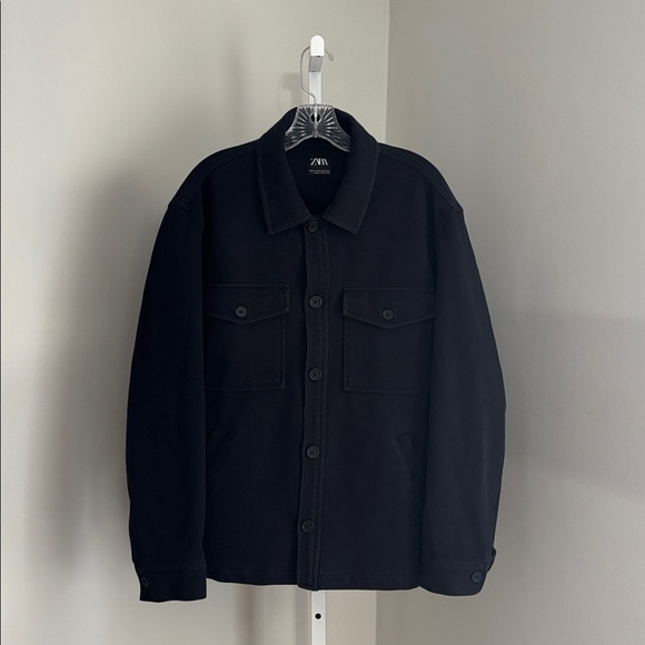 Zara Other - Zara Black Textured Overshirt Jacket Button Front Men’s Size XL